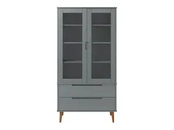 vidaxl Vitrina*Vitrina MOLDE 90x35x175 cm pinho maciço cinza Cinzento