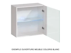 Vitrina preta quadrada suspensa com 1 porta de vidro e iluminação LED inclusa. Coleção SWITCH.^Price Factory New