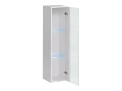 Vitrina suspensa branca pequena com 1 porta de vidro e iluminação LED inclusa. Coleção SWITCH. Vitrina
