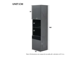 Vitrina 45x35x160 cm - com 2 portas - com iluminação LED - 1 prateleira de vidro -*ModernLuxe Sale