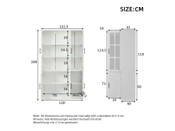 Vitrina 121,5x41x200 cm - con iluminação LED - 6 portas - prateleiras ajustáveis - MDF -*ModernLuxe New