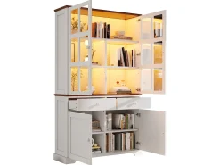 Vitrina 120x36,5x200 cm - con iluminação LED - 2 gavetas e 4 portas - MDF -*ModernLuxe New