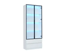 Vitrina 80x34x200 cm - con iluminação LED - con 2 portas e 2 gavetas - Acabamento brilhante -^ModernLuxe Hot