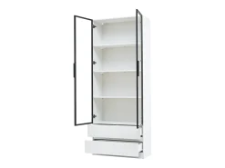 Vitrina 80x34x200 cm - con iluminação LED - con 2 portas e 2 gavetas - Acabamento brilhante -^ModernLuxe Hot
