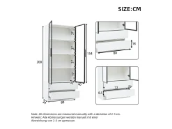 Vitrina 80x34x200 cm - con iluminação LED - con 2 portas e 2 gavetas - Acabamento brilhante -^ModernLuxe Hot