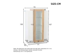 Online Vitrine 74×40×120 cm - com 3 portas - com iluminação LED - com prateleiras de vidro - + natural Vitrina
