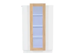 Online Vitrine 74×40×120 cm - com 3 portas - com iluminação LED - com prateleiras de vidro - + natural Vitrina