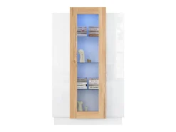 Online Vitrine 74×40×120 cm - com 3 portas - com iluminação LED - com prateleiras de vidro - + natural Vitrina