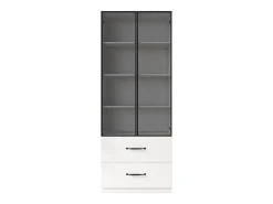 Vitrine 60×40×160 cm - com iluminação LED - 2 portas de vidro e 2 gavetas - estrutura em alumínio -^ModernLuxe