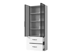 Vitrine 60×40×160 cm - com iluminação LED - 2 portas de vidro e 2 gavetas - estrutura em alumínio -^ModernLuxe