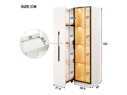 Vitrine 70×40×160 cm - com porta de vidro temperado - 1 porta e 1 gaveta lateral - com iluminação LED -*ModernLuxe Discount