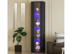 Vitrine 40×29×170 cm - iluminação LED multicolor com controle remoto - divisórias de vidro -^ModernLuxe Discount