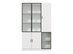 Best Vitrine 120×35×200 cm - portas envidraçadas - 6 portas - com iluminação LED - painel de partículas + vidro temperado - Vitrina