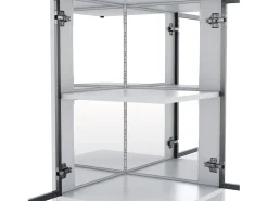 Vitrine 205 cm de altura - Iluminação LED - 4 portas de vidro - Fundo espelho - Armazenamento aberto - Painéis de partículas - Branc*ModernLuxe Online