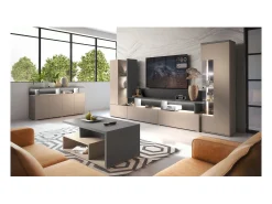 Vitrine 1 porta NESS – Acabamento Congo & Antracite – LED branco neutro – 10 nichos design^Meublorama Clearance
