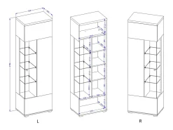 Vitrine 1 porta NESS – Acabamento Congo & Antracite – LED branco neutro – 10 nichos design^Meublorama Clearance
