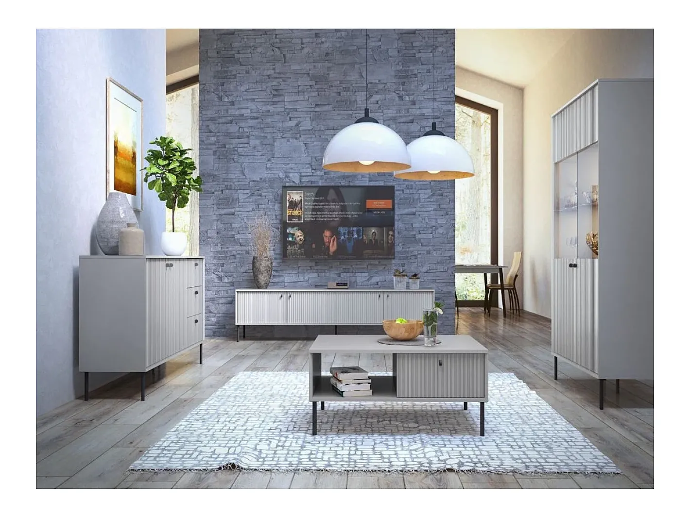 Vitrine 2 Portes - Collection ISIS coloris gris*Meublorama Sale