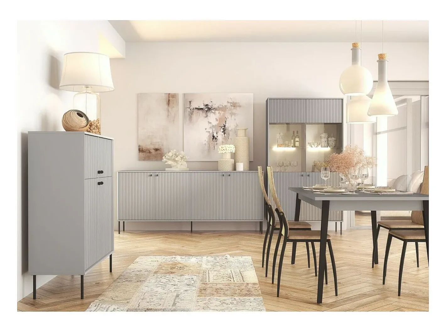 Vitrine 2 Portes - Collection ISIS coloris gris*Meublorama Sale