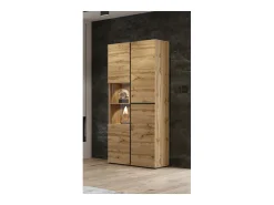 Clearance Vitrine alta 2 portas coleção HAVANA com LED integrado. Cor carvalho e preto. Vitrina