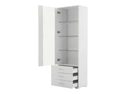 Vitrine alta com 3 gavetas e 1 porta, estrutura em MDF lacado , LED incluído - 60x35x180cm*Hauss Spole Sale