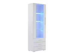 Vitrine alta com 3 gavetas e 1 porta, estrutura em MDF lacado , LED incluído - 60x35x180cm*Hauss Spole Sale
