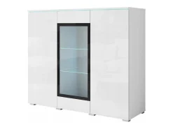 Vitrine alta moderna 120 cm para sala 3 portas corpo mate e frentes brilho Vitrina