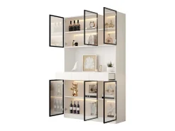 Vitrine alta moderna em vidro - 120 x 36 x 200 cm - com LEDs + 6 portas - para coleções/quarto - aglomerado - branca^Merax New