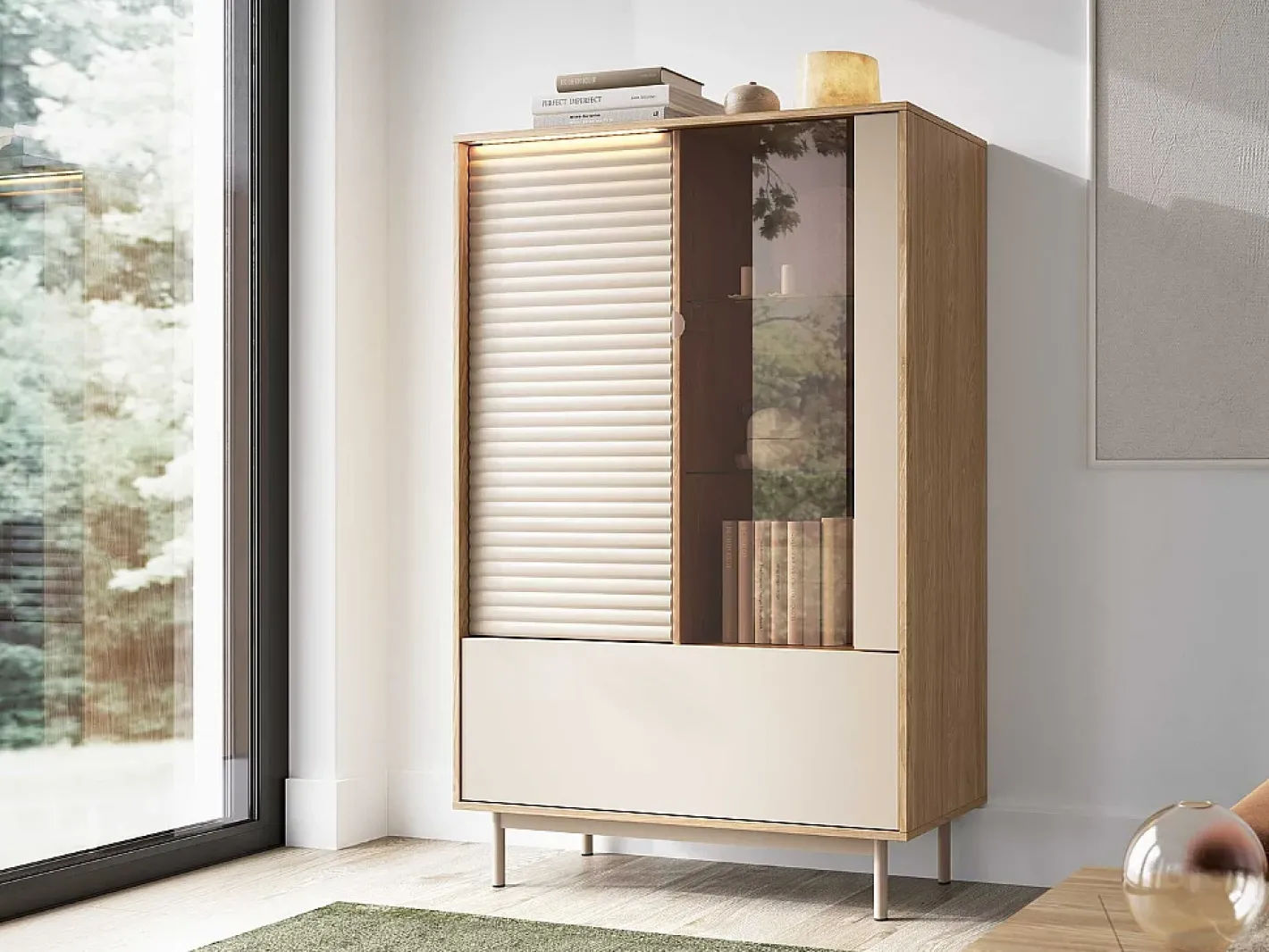 Vitrina*Vitrine AMBIHOME LILLA - Caxemira, C100xA152xP40cm Bege