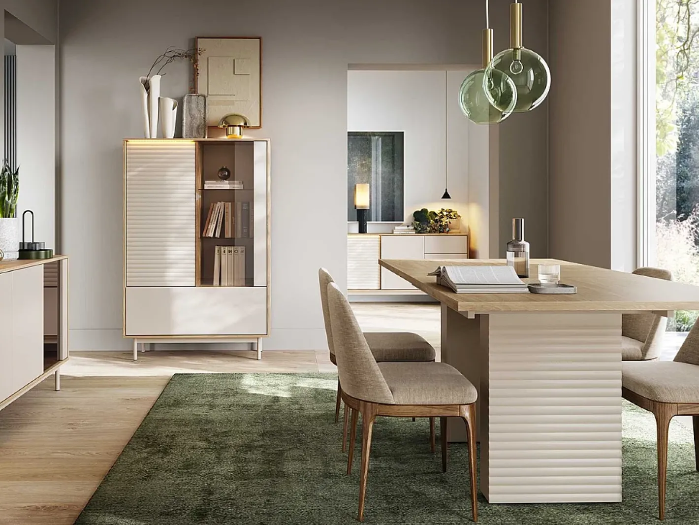 Vitrina*Vitrine AMBIHOME LILLA - Caxemira, C100xA152xP40cm Bege