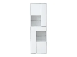 Vitrine branca com 1 gaveta, 4 portas e iluminação LED, prateleiras em vidro, 55x38x170 cm^Hauss Spole Sale