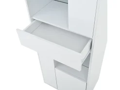 Vitrine branca com 1 gaveta, 4 portas e iluminação LED, prateleiras em vidro, 55x38x170 cm^Hauss Spole Sale