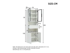 Vitrine branca com iluminação LED - Vitrine com 2 portas de vidro e 2 portas de madeira - 1 gaveta e espaço de arrumação aberto* Best