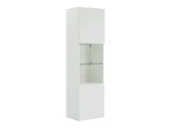 Vitrine branca de alto brilho com 2 portas e 1 prateleira de vidro, LED incluído - 45x35x160cm*Hauss Spole Online