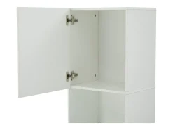 Vitrine branca de alto brilho com 2 portas e 1 prateleira de vidro, LED incluído - 45x35x160cm*Hauss Spole Online