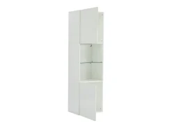 Vitrine branca de alto brilho com 2 portas e 1 prateleira de vidro, LED incluído - 45x35x160cm*Hauss Spole Online