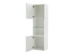 Vitrine branca de alto brilho com 2 portas e 1 prateleira de vidro, LED incluído - 45x35x160cm*Hauss Spole Online