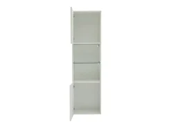 Vitrine branca de alto brilho com 2 portas e 1 prateleira de vidro, LED incluído - 45x35x160cm*Hauss Spole Online