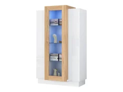 Vitrine brilhante - 74 x 40 x 120 cm - com 3 portas + LEDs + prateleiras de armazenamento - Aglomerado + vidro temperado -^Merax Hot