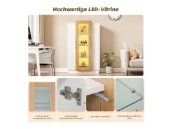 Vitrine brilhante - 74 x 40 x 120 cm - com 3 portas + LEDs + prateleiras de armazenamento - Aglomerado + vidro temperado -^Merax Hot