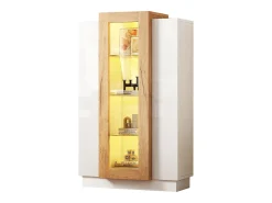 Vitrine brilhante - 74 x 40 x 120 cm - com 3 portas + LEDs + prateleiras de armazenamento - Aglomerado + vidro temperado -^Merax Hot