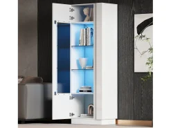 Vitrine brilhante - 60 x 40 x 180 cm - com LEDs + 3 prateleiras de vidro - aglomerado -*Merax Sale