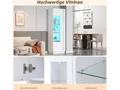 Vitrine brilhante - 60 x 40 x 180 cm - com LEDs + 3 prateleiras de vidro - aglomerado -*Merax Sale