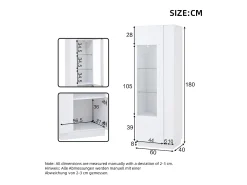 Vitrine brilhante - 60 x 40 x 180 cm - com LEDs + 3 prateleiras de vidro - aglomerado -*Merax Sale