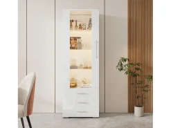 Vitrine brilhante - com LED - 3 gavetas e prateleiras - 60x35x180 cm - MDF - Vitrina