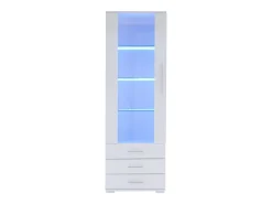 Vitrine brilhante - com LED - 3 gavetas e prateleiras - 60x35x180 cm - MDF - Vitrina