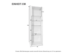 Vitrine brilhante com LEDs - 55 x 38 x 166 cm - 3 prateleiras de vidro - armários altos de armazenamento - aglomerado -^Merax Online