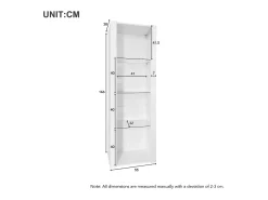Vitrine brilhante com LEDs - 55 x 38 x 166 cm - 3 prateleiras de vidro - armários altos de armazenamento - aglomerado -^Merax Online