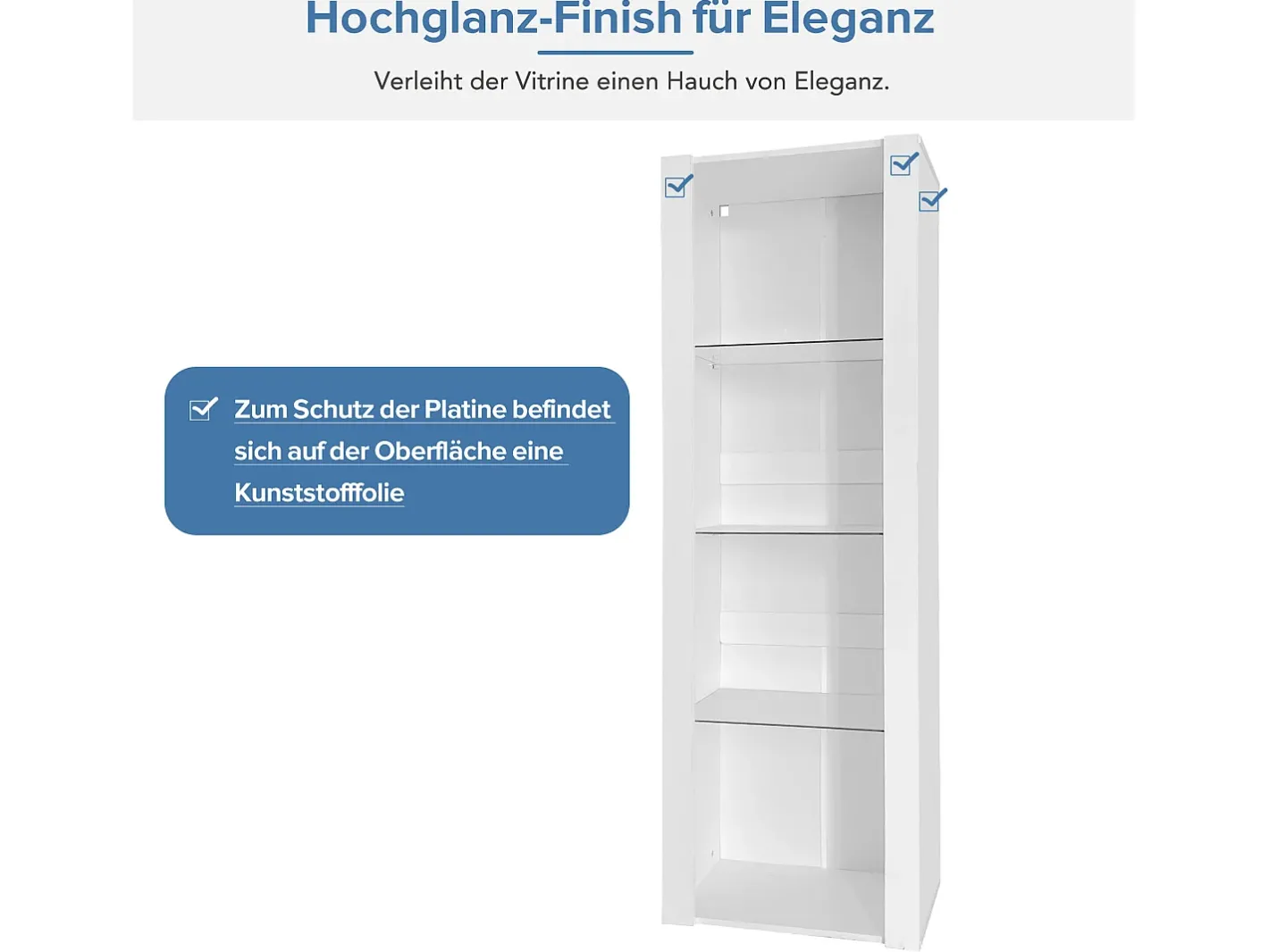 Vitrine brilhante com LEDs - 55 x 38 x 166 cm - 3 prateleiras de vidro - armários altos de armazenamento - aglomerado -^Merax Online
