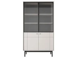 Vitrina*Vitrine: Caxemira, pés pretos, 103,5 x 184,6 x 39 cm Bege