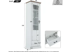 Vitrine com 1 porta de vidro e 1 gaveta - 50 x 35 x 178 cm - LEDs - Aglomerado e vidro -^Merax